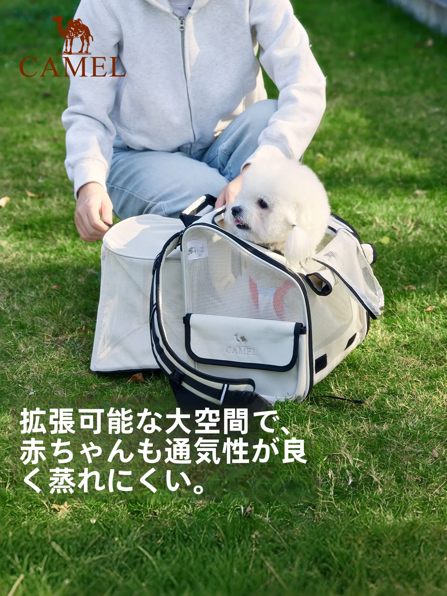 Camel ペット用キャリーバッグ：アウトドアシーンでの小型猫犬対応の実用性と設計特性