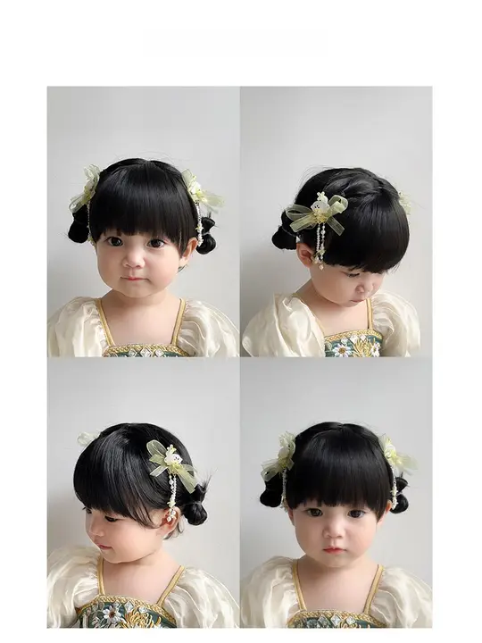 玉兎デザインの子供用中国風漢服ヘアアクセサリー【古典的な要素を取り入れた女の子用】