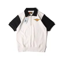 MOTORCYCLE 半袖Tシャツ【バイカラー袖・襟付き・ライダーススタイル】