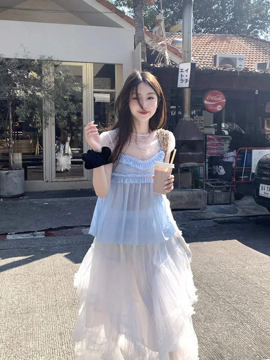 不規則花柄チュールスカート：高腰Aラインで女性らしさを表現