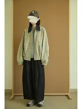 デザイン性のあるカラーコンビネーションの翻領ジャケット【秋用・長袖・レトロスタイル】