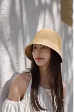 天然ラフィア素材の軽量通気性ハット【春夏用・日焼け対策・おしゃれなバケットハット】