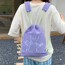 カジュアルファッションナイロン超軽量リュックサック【可愛いキャラクター・絞り紐付き】