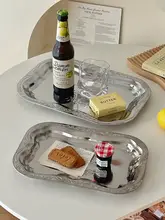 ビンテージ風浮彫りデザインのデスク用収納トレイ【香水・化粧品整理用・ステンレス製】