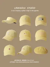 レモンイエローのソフトトップ野球帽【春夏用・コットン・日よけ・ベレー帽風】