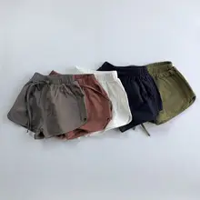 子供用無地デザインのリボン付きショートパンツ【コットン製・韓国風・男女兼用・フィット】（セットアップ対応）