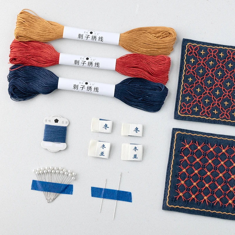 刺し子刺繍材料キット【紫陽花デザイン・DIYコースター用】：家庭で楽しめるアート＆クラフトプロジェクトの実用性と価格戦略