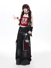 夏の日にぴったりのヴィンテージ風ダメージデニムパンツ【ワイドフィット・春夏用・パンクスタイル】