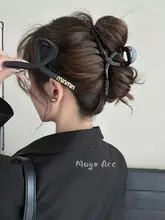 高級感あるブラックのシュシュ【簡潔デザイン・大きめサイズ・髪留め】