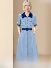 シャツデザインのウエストシェイプ夏用ワンピース【港風・女性用・流行の気質】