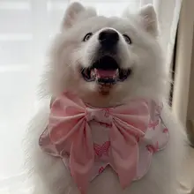 可愛い犬用おしゃれバンダナ【蝶結びデザイン・口水巾・首周り】【撮影装飾用】（セットアップ対応）