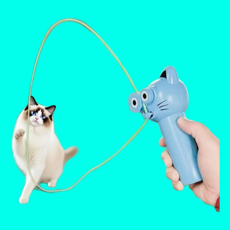 猫用電動おもちゃ【ロープ発射器・解消・回転機能】