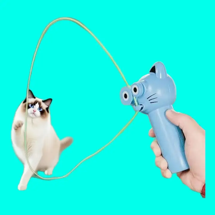 猫用電動おもちゃ【ロープ発射器・解消・回転機能】