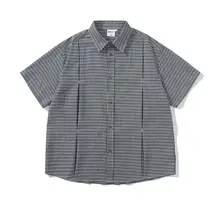 夏用 レトロチェック柄 オーバーサイズシャツ【立体裁断・カジュアル・半袖】