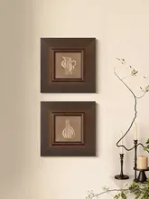 インテリア絵画 無垢材フレーム ヴィンテージ アブストラクト ミニマル イタリアン風 リビング ソファ背景 壁掛け