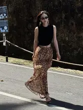 極上の柔らかさ！桑蚕絲製レオパードプリントスカート【リゾートスタイル・ミニマリスト】