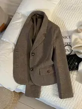 秋冬用 淡茶  色のショートウールブレザー【レディース・小柄サイズ・フォーマル】