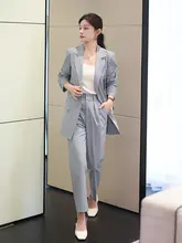グレー系ビジネススーツセット【軽量・カジュアル・女性用・ジャケットとパンツの2点セット】