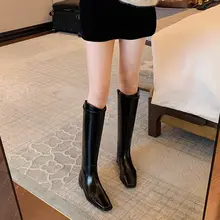 レディース 本革 バックル付き フラットウエスタンブーツ【プレーンデザイン・ブーツ】