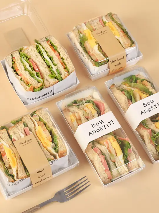 サンドイッチ用透明パッケージボックス【弁当・ケーキロール・ピクニック用】