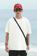夏用ゆったりシンプルな丸首半袖Tシャツ【メンズ・プレーンカラー・カジュアルスタイル】