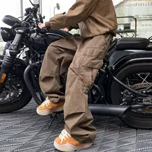 ワイドストレートカジュアルパンツ【アメリカンスタイル・秋冬用・ルーズフィット】（セットアップ対応）