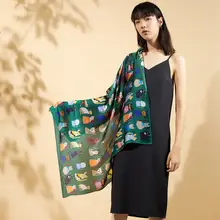 春秋用大判ストール【薄手・女性用・スクエア・猫デザイン・紫】（セットアップ対応）