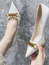 ホワイトラッカーハイヒール【細ヒール・フレンチスタイル・金属バックル付き・春夏用】