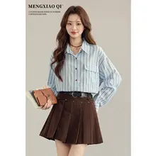ミニスカート レディース プリーツ リベット フレンチ風 ヴィンテージ ハイウエスト アースカラー おしゃれ 大人可愛い 秋