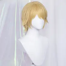 キャラクターコスプレ用ウィッグ【金色・短髪・反りハネ】