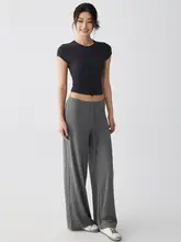 セットアップ レディース ヨガウェア 速乾 ストレート ワイド ゆったり ロングパンツ ランニング ピラティス トレーニング フィットネス ジム スポーツ
