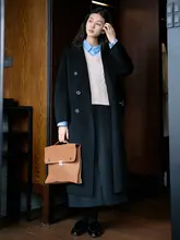 Jicouture ウール混二重仕立てのダブルブレストコート【秋冬用・ロング丈・フィット・小柄向け】
