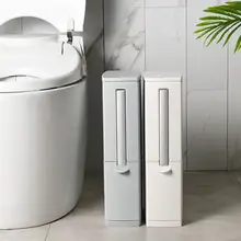 トイレ用コンパクトゴミ箱＆トイレブラシセット【省スペース・薄型・家庭用】