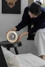インド製 アルミ古銅メッキ置時計 地球儀ハンドメイド ビンテージ風リビング飾り