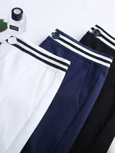 夏用薄手のハイウエスト五分丈ワイドパンツ【ゆったり・カジュアル】（セットアップ対応）
