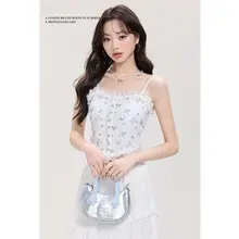 フラワープリントのレースキャミソール【パッド付き・夏用・甘美なデザイン】