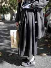 コーヒー色ツイード風ハイウエストAラインスカート【厚手・保温性あり・レトロデザイン】