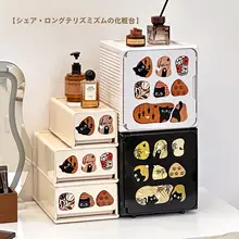 コスメ収納ボックス 多段 防塵 透明 卓上 スキンケア 化粧台 上品 アンティーク風