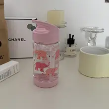 かわいいトライタン製水筒【携帯ストロー付き・子供用・便利な持ち運び】