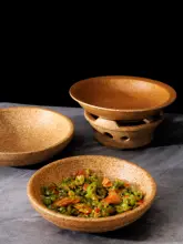 中華風陶器プレート【保温用底座・キャンドル対応・フライ料理用】