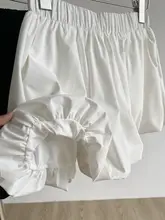 シンプル無地のウエストゴムショートパンツ【女性用・ハイウエスト・ワイドレッグ】（セットアップ対応）