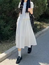 白色ワークスタイルのハイウエストジャンパースカート【フレンチテイスト・女性用・ミディ丈】