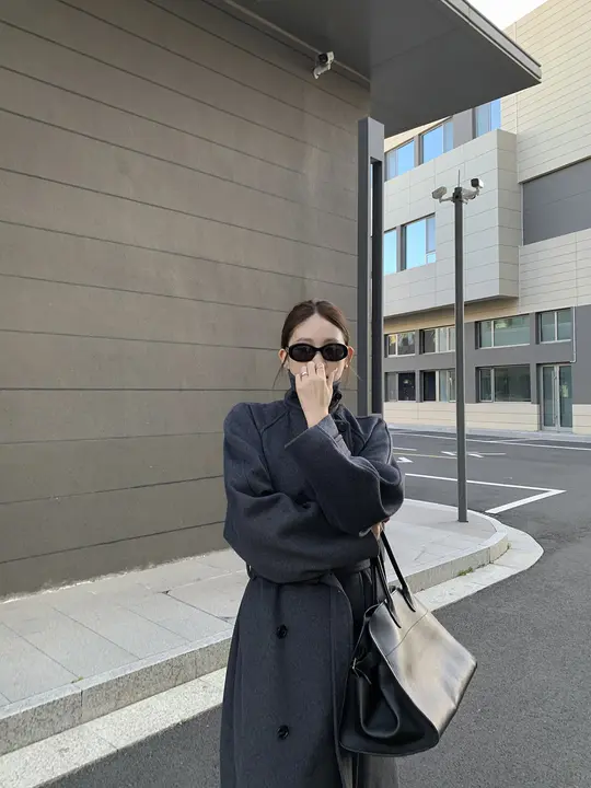 レトロダブルブレストウールコート【女性用・立襟・中長丈】