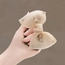 シンプルな印象のバタフライリボン付きヘアゴム【メッシュ・夏用・上品なデザイン】