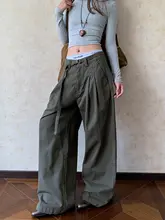ヴィンテージストリートスタイルのウエストベルト付きワイドパンツ【フィット・ドレープ感】