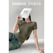 体型を美しく見せる！小さめラウンドネックの短袖Tシャツ【極上の柔らかさ・夏用・フィット感抜群】