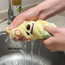 ハンドタオル キュート 厚手 吸水性 速乾 毛羽落ちしにくい ループ付き キッチン 洗面所 家庭用