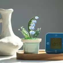 美しい琉璃製のシミュレーションリリー鉢植え【デスク装飾・癒しアイテム】
