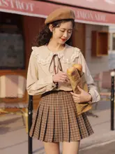 高腰Aラインプリーツスカート【チェック柄・ヴィンテージスタイル・学生向け】