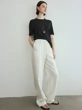 因由 レディース ニットTシャツ【ルーズフィット・薄手・丸首・ソリッドカラー】